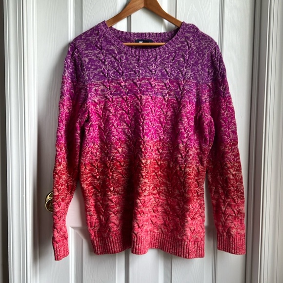 Lands End Ombré Cotton Sweater Women’s Size Large - Picture 1 of 5